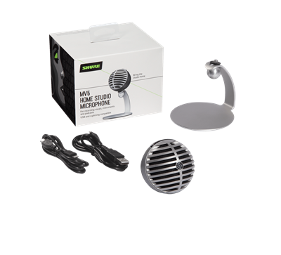 SHURE MV5-DIG Micrófono condensador USB para grabación en PC/Dispositivo movil, metalico